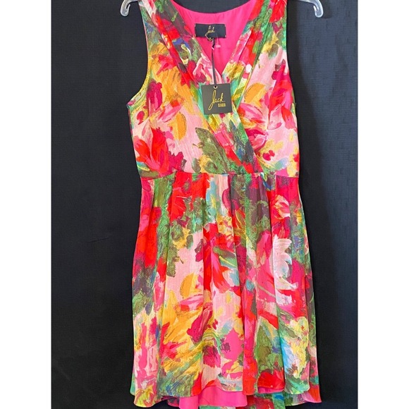 Jack BB Dakota‎ Womens Floral Chiffon Fit Flare Dress Sleeveless Knee Length M - Picture 2 of 6
